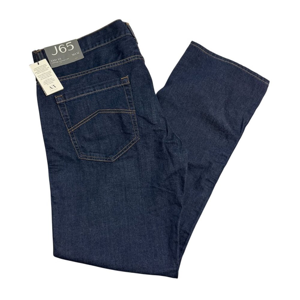 NWT Armani Exchange Mens J65 Easy Fit Jeans 38x32 Dark Wash Low Rise Straight